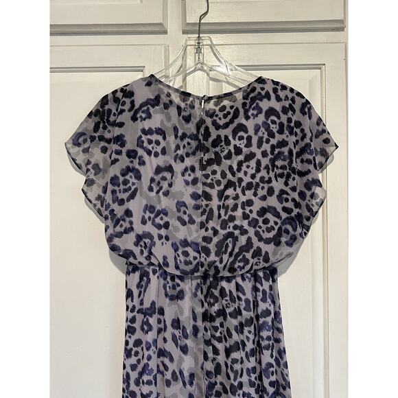 Adrianna Papell Twist Dress High Low Leopard Watercolor Size 2 Purple - Picture 7 of 13